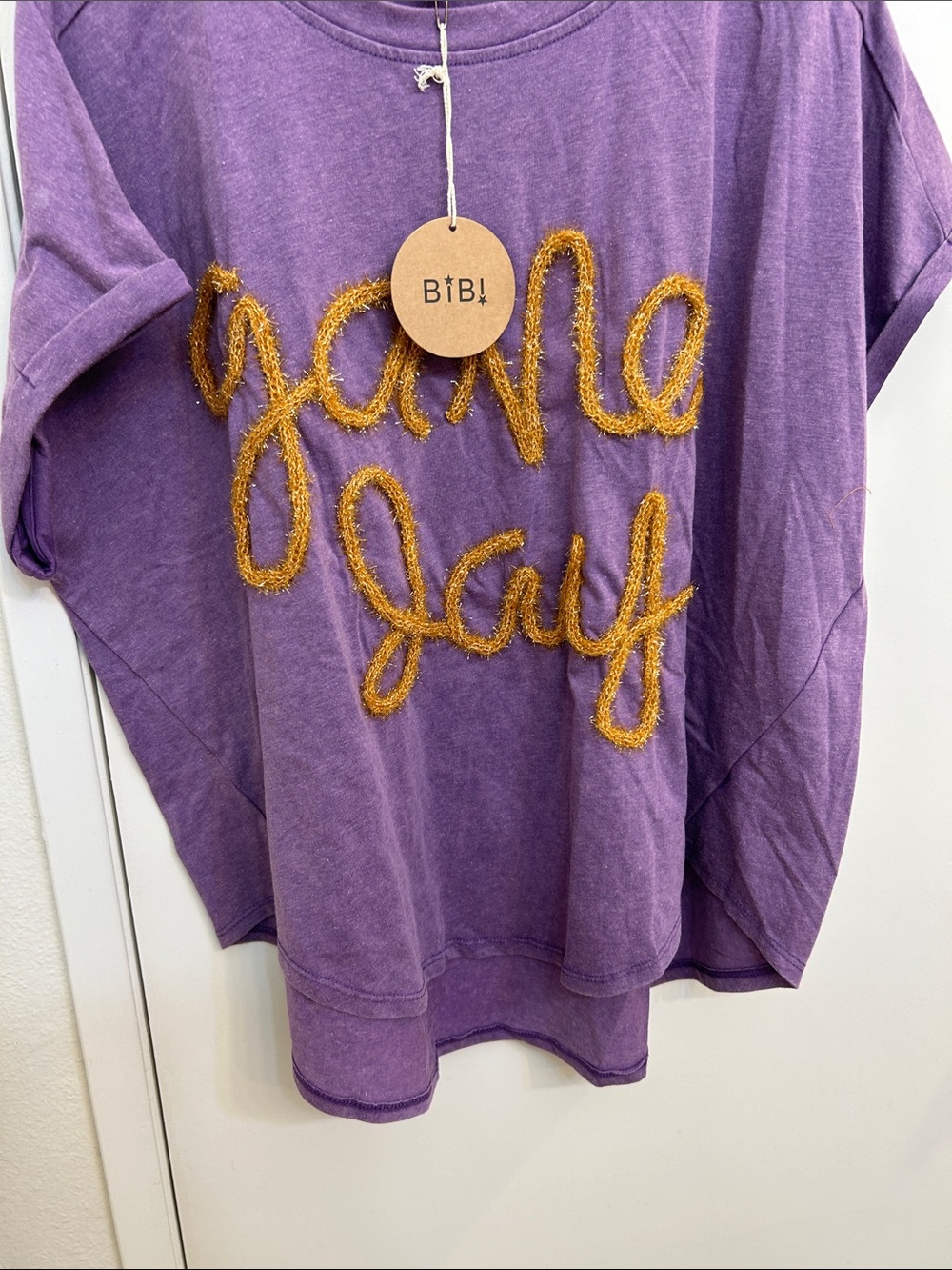 BiBi Purple Short-Sleeve Tee with Gold 'Game Day' Script for women’s.